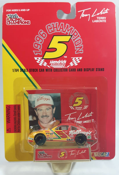 1997 Racing Champions 1996 Champion #5 Terry Labonte Kellogg's Chevrolet Monte Carlo Red Yellow Die Cast Toy Race Car Vehicle with Collector Card and Display Stand - New in Package Sealed