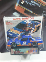 1993 Racing Champions Hardee's Racing #2 Ward Burton Hardee's Fresh Fried Chicken Mello Yello Chevy Lumina Dark Blue Die Cast Toy Race Car Vehicle with Collector Card and Display Stand - New in Package Sealed