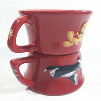 Tindex Warner Bros. Looney Tunes Characters Sylvester The Cat and Tweety Bird Themed Cartoon Stacking Teapot and Cup Mug Ceramic Coffee Mug Television Collectible - Missing the Lid