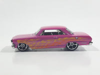 2017 Hot Wheels HW Flames '63 Chevy II Metalflake Pink Die Cast Toy Muscle Car Vehicle