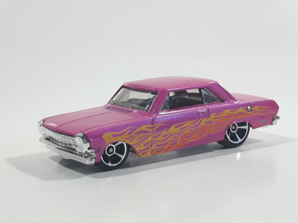 2017 Hot Wheels HW Flames '63 Chevy II Metalflake Pink Die Cast Toy Muscle Car Vehicle