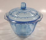 KIG Indonesia Light Blue Glass Lidded Candy Trinket Dish - Lid Handle is Chipped