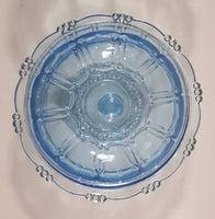 KIG Indonesia Light Blue Glass Lidded Candy Trinket Dish - Lid Handle is Chipped