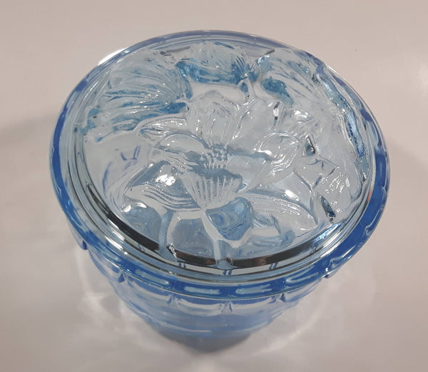 KIG Indonesia Light Blue Glass Lidded Candy Trinket Dish