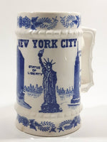 Vintage New York City Blue and White Ceramic Pottery Beer Stein Mug