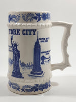 Vintage New York City Blue and White Ceramic Pottery Beer Stein Mug