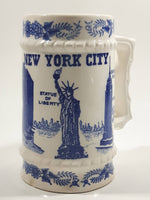 Vintage New York City Blue and White Ceramic Pottery Beer Stein Mug