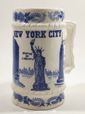 Vintage New York City Blue and White Ceramic Pottery Beer Stein Mug