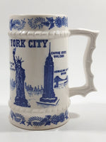 Vintage New York City Blue and White Ceramic Pottery Beer Stein Mug