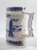 Vintage New York City Blue and White Ceramic Pottery Beer Stein Mug