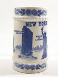 Vintage New York City Blue and White Ceramic Pottery Beer Stein Mug