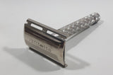 Vintage Gillette Razor Face Shaver Etched Pattern Metal Handle Twist Open