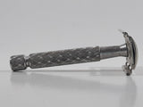 Vintage Gillette Razor Face Shaver Etched Pattern Metal Handle Twist Open