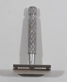 Vintage Gillette Razor Face Shaver Etched Pattern Metal Handle Twist Open