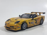 2001 Action Racing Limited Edition #3 GM Goodwrench Service Plus C5-R Corvette Pale Yellow 1/43 Scale Die Cast Toy Car Vehicle with Removable Hood and Opening Doors in Sleeved Box - Raced Version