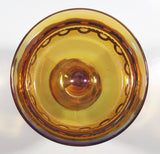 Vintage Indiana Orange Amber Iridescent Rainbow 5 1/4" Tall Carnival Glass Pedestal Style Thumbprint Compote Candy Dish