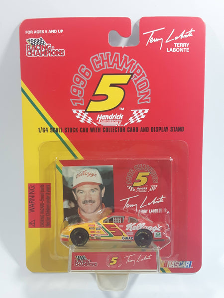 1997 Racing Champions 1996 Champion #5 Terry Labonte Kellogg's Chevrolet Monte Carlo Red Yellow Die Cast Toy Race Car Vehicle with Collector Card and Display Stand - New in Package Sealed