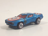 2017 Hot Wheels Marvel Character Cars Captain America Metalflake Blue Die Cast Toy Car Vehicle