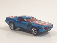 2017 Hot Wheels Marvel Character Cars Captain America Metalflake Blue Die Cast Toy Car Vehicle