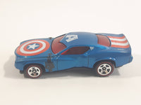 2017 Hot Wheels Marvel Character Cars Captain America Metalflake Blue Die Cast Toy Car Vehicle