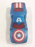 2017 Hot Wheels Marvel Character Cars Captain America Metalflake Blue Die Cast Toy Car Vehicle