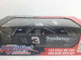 1995 Racing Champions Premier Edition NASCAR Super Truck Series by Craftsman #3 Mike Skinner GM Goodwrench Service Black 1/24 Scale Die Cast Coin Bank with Key New in Box