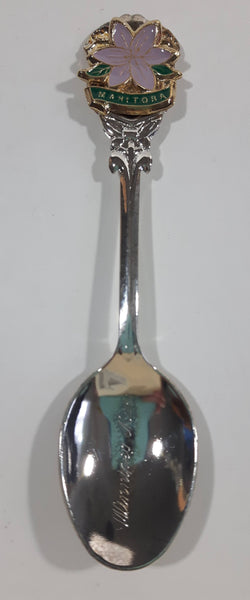 Candis Winnipeg, Manitoba Prairie Crocus Flower Pasqueflower Silver Plated Steel Metal Travel Souvenir Spoon in Sleeve