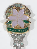 Candis Winnipeg, Manitoba Prairie Crocus Flower Pasqueflower Silver Plated Steel Metal Travel Souvenir Spoon in Sleeve