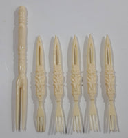 Vintage Mid Century 6 Piece Plastic Decorative Appetizer Forks