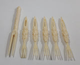 Vintage Mid Century 6 Piece Plastic Decorative Appetizer Forks