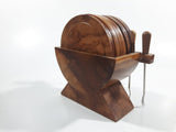 Vintage Wood Appetizer Forks and Coaster Set in Holder