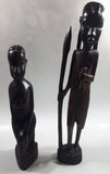 Vintage 1960s Genuine Besmo Hand Carved Ebony Wood Tribal Maasai Warriors Made in Kenya