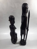 Vintage 1960s Genuine Besmo Hand Carved Ebony Wood Tribal Maasai Warriors Made in Kenya