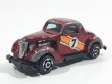 Vintage 1978 Universal Products '36 Ford Coupe 3 Window #7 Dark Red Die Cast Toy Car Vehicle - Hong Kong