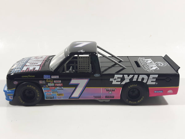 1995 Racing Champions Limited Edition 1 of 5,000 NASCAR Super Truck Ford F-150 #7 Geoff Bodine Exide Batteries Tanya Tucker's Salsa Black 1/24 Scale Die Cast Coin Bank with Key