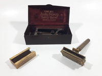 Antique 1920s VALET Auto Strop Safety Razor Gold Plated in Metal Case Made in Canada