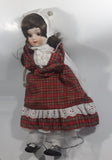 Vintage Red and Green Plaid Dress Porcelain Doll 18" Tall