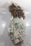 Vintage Victorian Style Light Green and White Dress 19" Tall Porcelain Doll