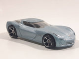 2010 Hot Wheels 2009 Corvette StingRay Concept Metallic Steel Blue Die Cast Toy Car Vehicle