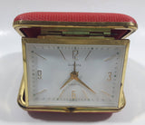 Vintage Europa Germany 2 Jewels Red Cased Travel Pocket Wind-Up Alarm Clock - Working