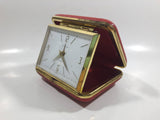 Vintage Europa Germany 2 Jewels Red Cased Travel Pocket Wind-Up Alarm Clock - Working
