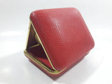 Vintage Europa Germany 2 Jewels Red Cased Travel Pocket Wind-Up Alarm Clock - Working