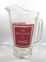 Vintage Ron Bacardi & Coca-Cola 9" Tall Heavy Clear Glass Beverage Pitcher