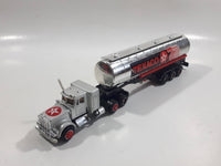Majorette Super Movers No. 606 Texaco Tanker Semi Tractor Trailer Truck Silver Chrome Die Cast Toy Car Vehicle with Opening Hood