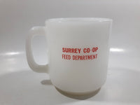 Vintage Glasbake Surrey Co-op Feed Department Milk Glass Coffee Mug Cup