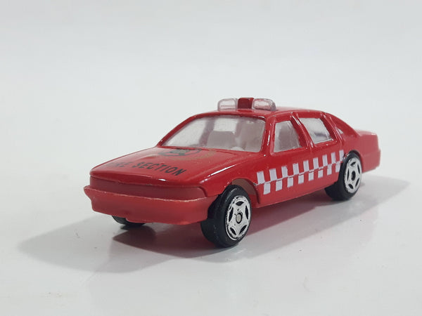 Unknown Brand No. 8030 "Fire Section" Sedan Red Die Cast Toy Car Vehicle