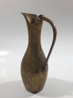 Vintage Engraved Brass Ewer Jug Pitcher 6" Tall