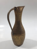 Vintage Engraved Brass Ewer Jug Pitcher 6" Tall