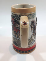 1988 Budweiser Holiday Stein Collection Collector's Series "The hitch on a winter's evening." Ceramic Beer Stein - Handcrafted in Brazil by Ceramarte