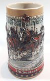 1988 Budweiser Holiday Stein Collection Collector's Series "The hitch on a winter's evening." Ceramic Beer Stein - Handcrafted in Brazil by Ceramarte